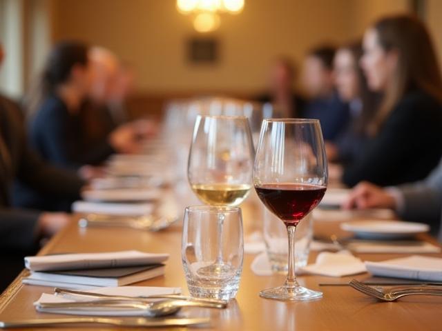 Wine pairing workshop setting